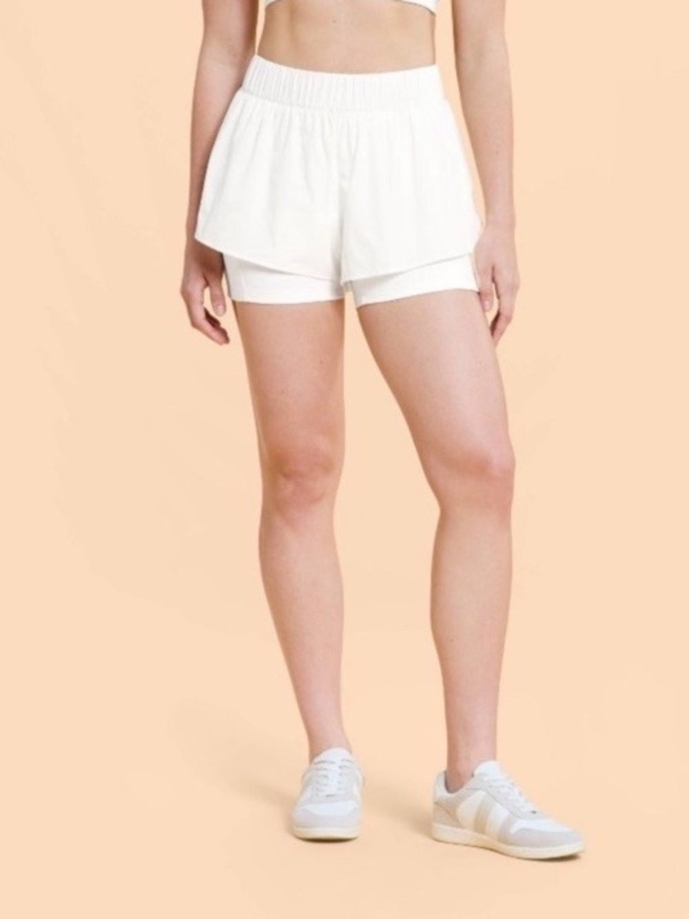 Blogilates Women's Ruffle Athletic Shorts Skort White NWT